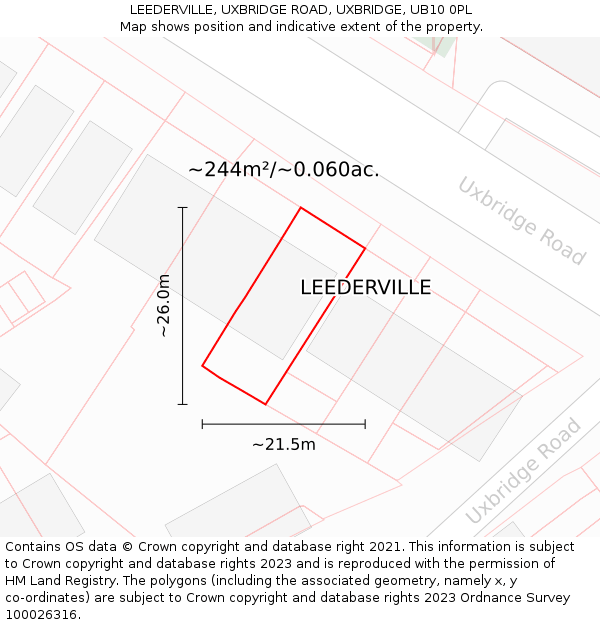 LEEDERVILLE, UXBRIDGE ROAD, UXBRIDGE, UB10 0PL: Plot and title map