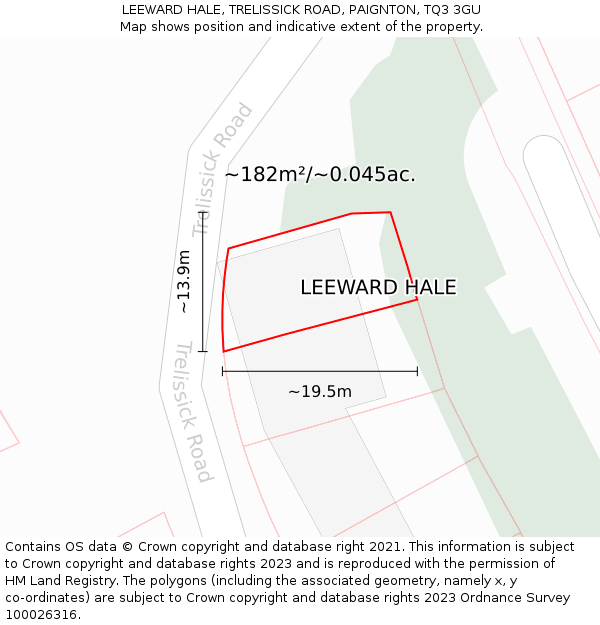 LEEWARD HALE, TRELISSICK ROAD, PAIGNTON, TQ3 3GU: Plot and title map