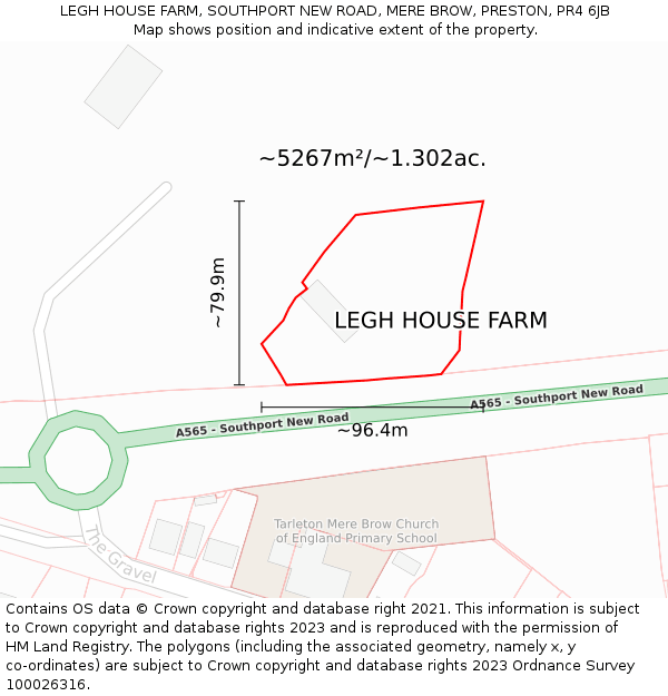 LEGH HOUSE FARM, SOUTHPORT NEW ROAD, MERE BROW, PRESTON, PR4 6JB: Plot and title map