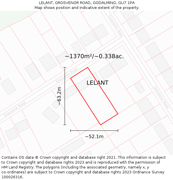 LELANT, GROSVENOR ROAD, GODALMING, GU7 1PA: Plot and title map