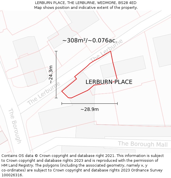 LERBURN PLACE, THE LERBURNE, WEDMORE, BS28 4ED: Plot and title map