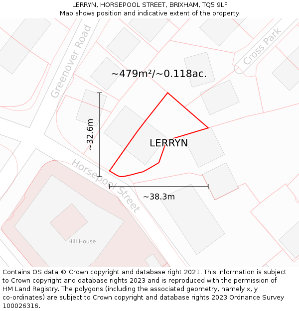 LERRYN, HORSEPOOL STREET, BRIXHAM, TQ5 9LF: Plot and title map