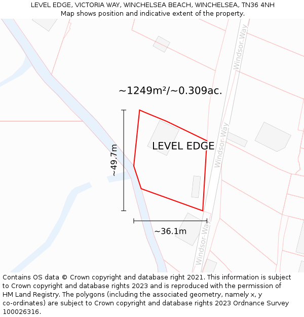 LEVEL EDGE, VICTORIA WAY, WINCHELSEA BEACH, WINCHELSEA, TN36 4NH: Plot and title map