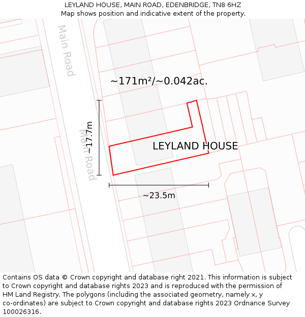LEYLAND HOUSE, MAIN ROAD, EDENBRIDGE, TN8 6HZ: Plot and title map