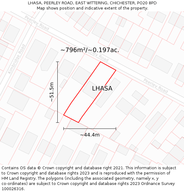 LHASA, PEERLEY ROAD, EAST WITTERING, CHICHESTER, PO20 8PD: Plot and title map