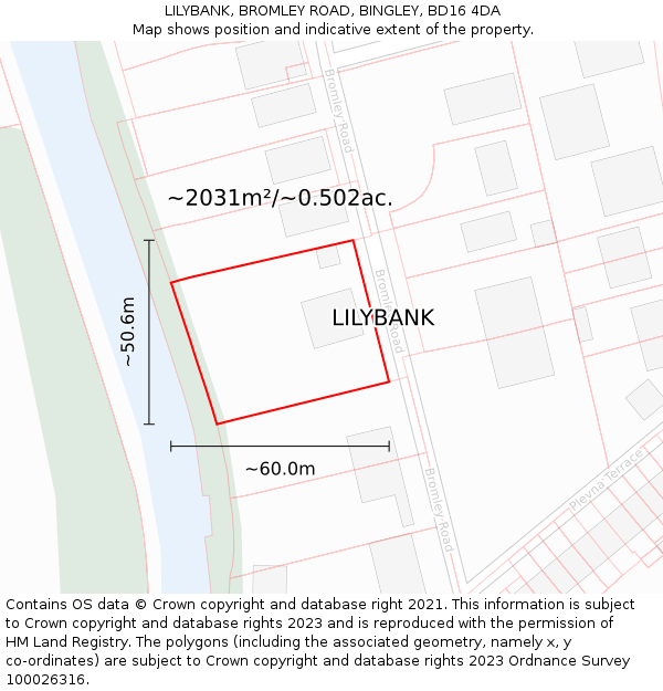 LILYBANK, BROMLEY ROAD, BINGLEY, BD16 4DA: Plot and title map