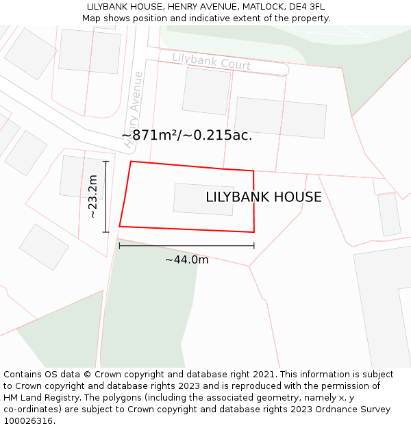 LILYBANK HOUSE, HENRY AVENUE, MATLOCK, DE4 3FL: Plot and title map