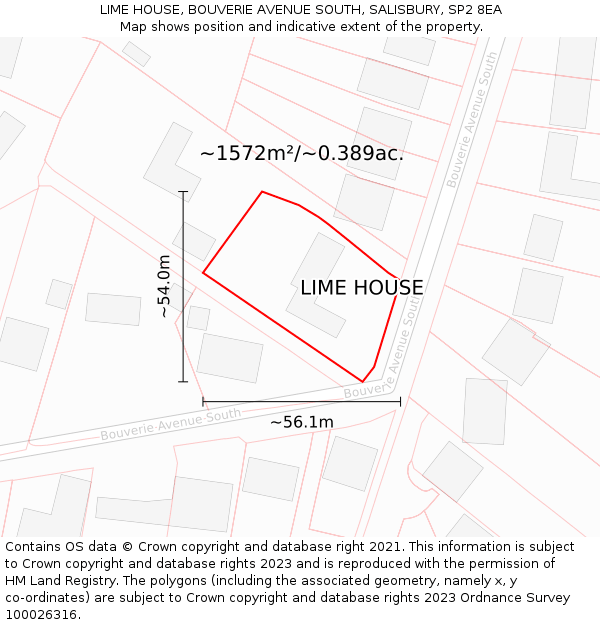 LIME HOUSE, BOUVERIE AVENUE SOUTH, SALISBURY, SP2 8EA: Plot and title map