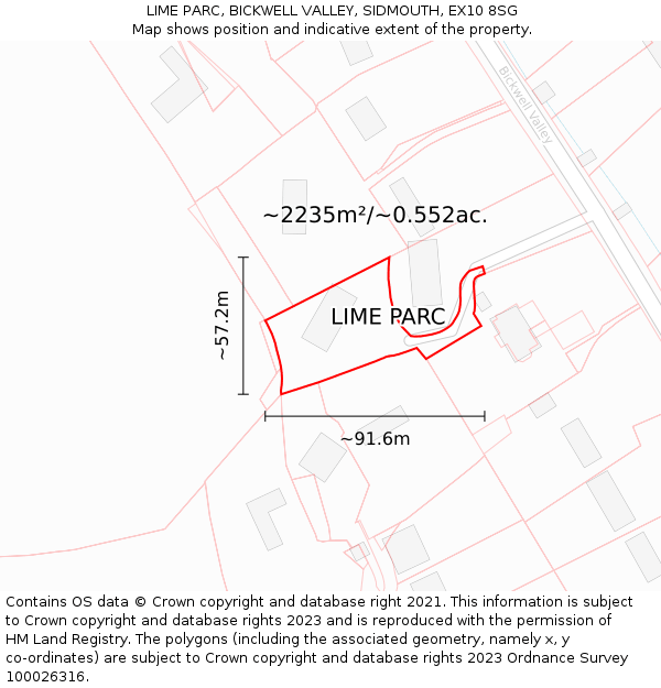 LIME PARC, BICKWELL VALLEY, SIDMOUTH, EX10 8SG: Plot and title map