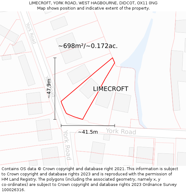 LIMECROFT, YORK ROAD, WEST HAGBOURNE, DIDCOT, OX11 0NG: Plot and title map