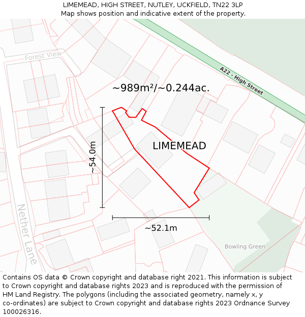 LIMEMEAD, HIGH STREET, NUTLEY, UCKFIELD, TN22 3LP: Plot and title map