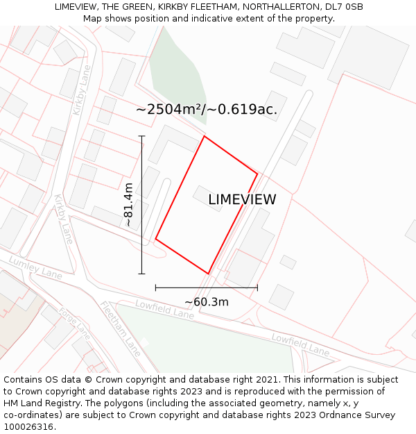 LIMEVIEW, THE GREEN, KIRKBY FLEETHAM, NORTHALLERTON, DL7 0SB: Plot and title map