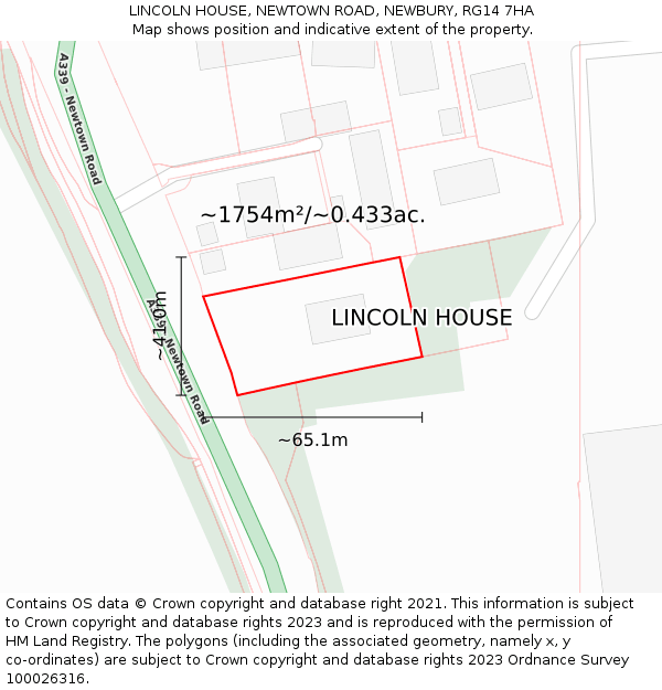 LINCOLN HOUSE, NEWTOWN ROAD, NEWBURY, RG14 7HA: Plot and title map