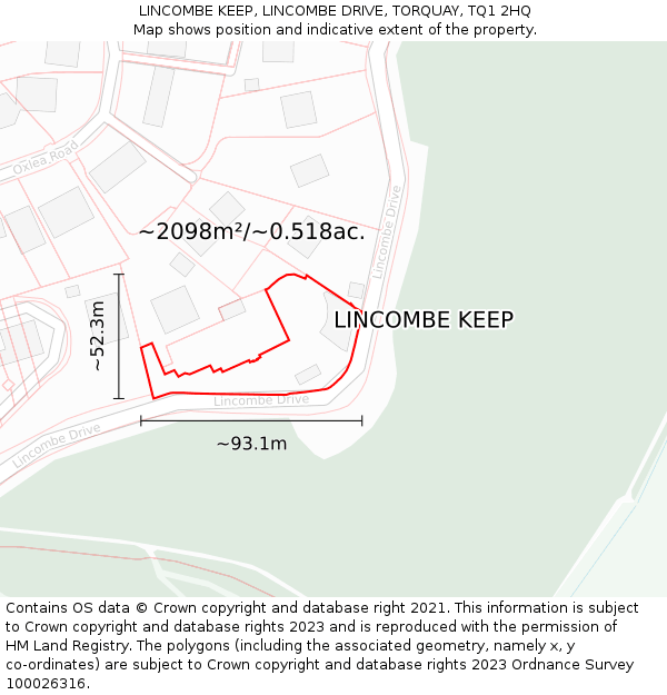 LINCOMBE KEEP, LINCOMBE DRIVE, TORQUAY, TQ1 2HQ: Plot and title map