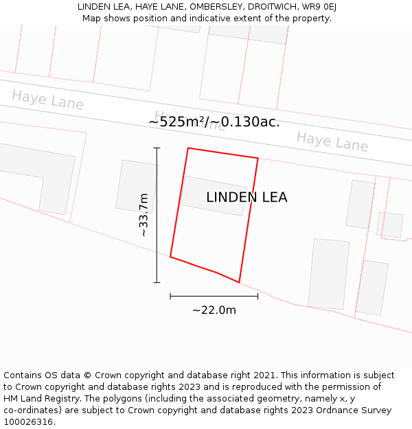 LINDEN LEA, HAYE LANE, OMBERSLEY, DROITWICH, WR9 0EJ: Plot and title map