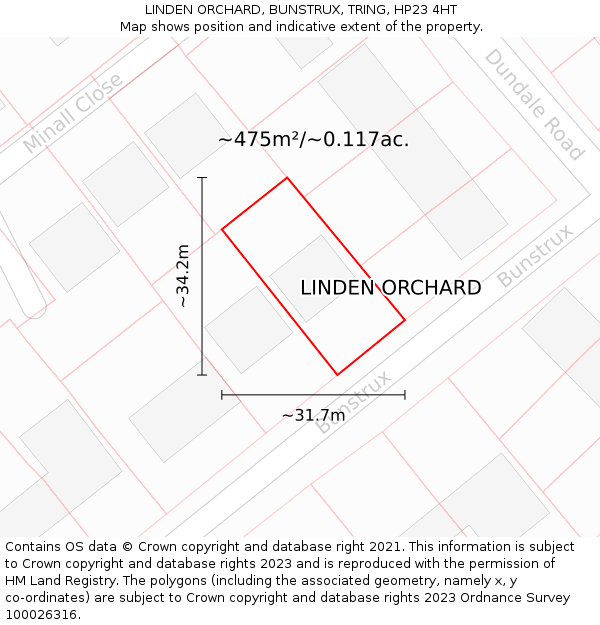 LINDEN ORCHARD, BUNSTRUX, TRING, HP23 4HT: Plot and title map