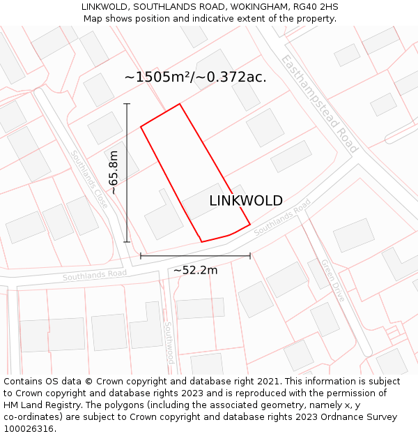 LINKWOLD, SOUTHLANDS ROAD, WOKINGHAM, RG40 2HS: Plot and title map