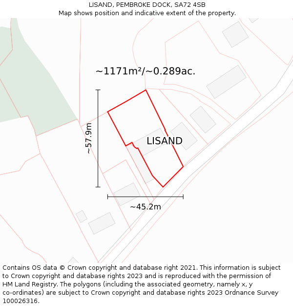 LISAND, PEMBROKE DOCK, SA72 4SB: Plot and title map