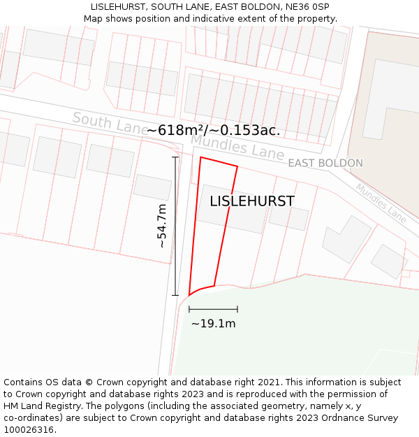 LISLEHURST, SOUTH LANE, EAST BOLDON, NE36 0SP: Plot and title map