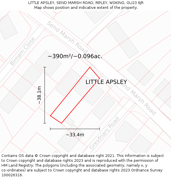 LITTLE APSLEY, SEND MARSH ROAD, RIPLEY, WOKING, GU23 6JR: Plot and title map