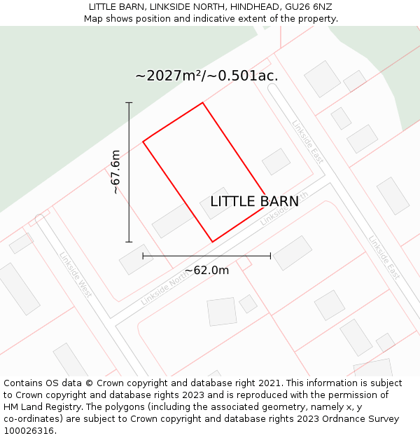 LITTLE BARN, LINKSIDE NORTH, HINDHEAD, GU26 6NZ: Plot and title map