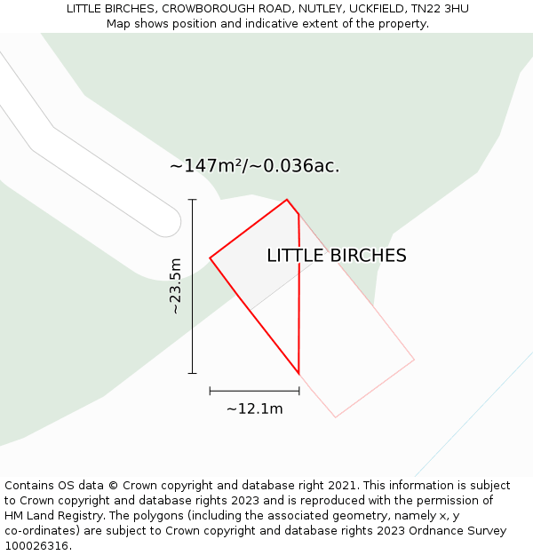 LITTLE BIRCHES, CROWBOROUGH ROAD, NUTLEY, UCKFIELD, TN22 3HU: Plot and title map