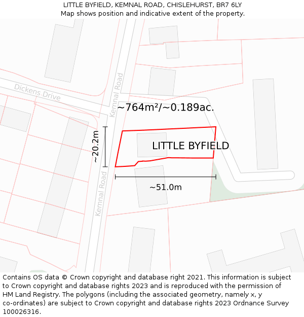 LITTLE BYFIELD, KEMNAL ROAD, CHISLEHURST, BR7 6LY: Plot and title map