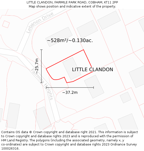 LITTLE CLANDON, FAIRMILE PARK ROAD, COBHAM, KT11 2PP: Plot and title map