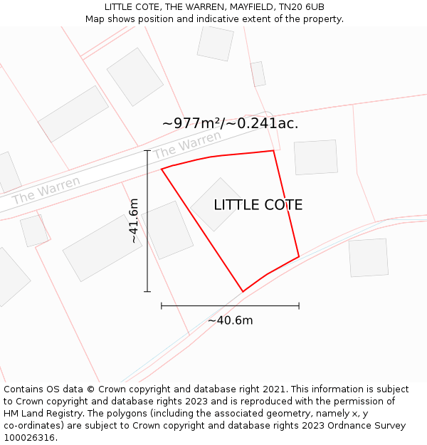 LITTLE COTE, THE WARREN, MAYFIELD, TN20 6UB: Plot and title map