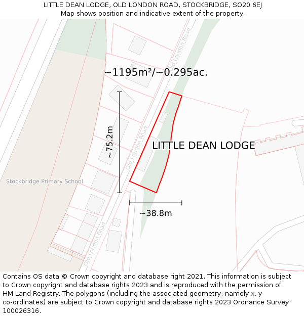 LITTLE DEAN LODGE, OLD LONDON ROAD, STOCKBRIDGE, SO20 6EJ: Plot and title map