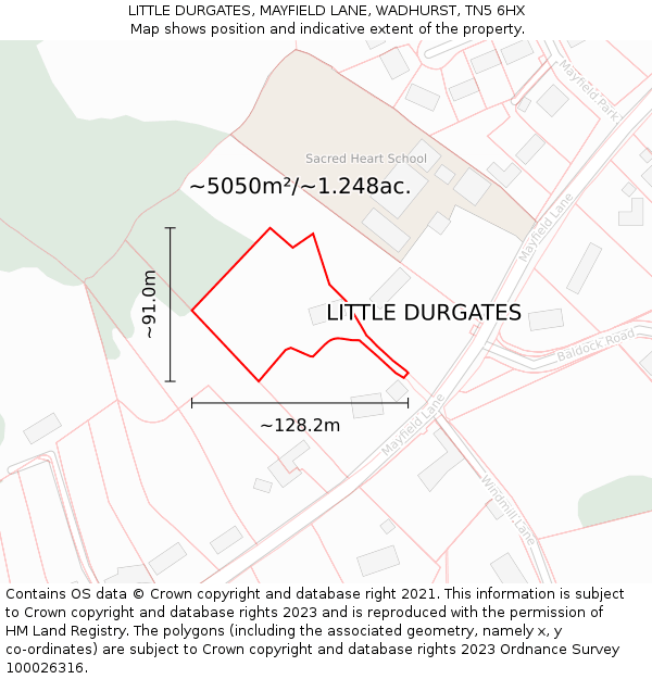 LITTLE DURGATES, MAYFIELD LANE, WADHURST, TN5 6HX: Plot and title map