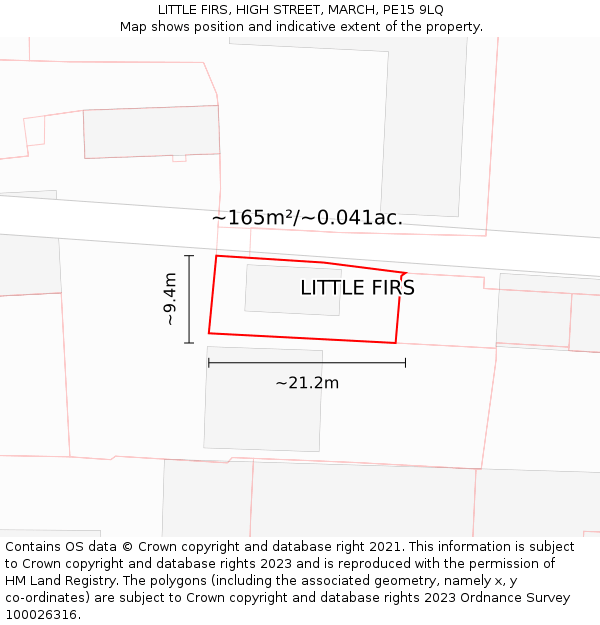 LITTLE FIRS, HIGH STREET, MARCH, PE15 9LQ: Plot and title map