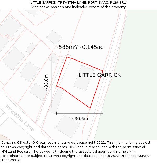 LITTLE GARRICK, TREWETHA LANE, PORT ISAAC, PL29 3RW: Plot and title map