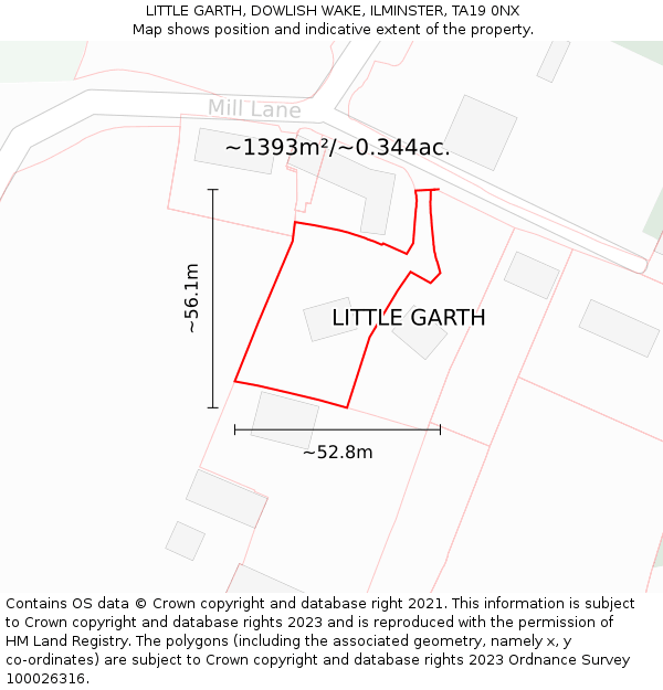 LITTLE GARTH, DOWLISH WAKE, ILMINSTER, TA19 0NX: Plot and title map