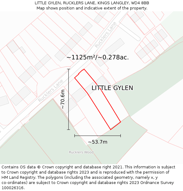 LITTLE GYLEN, RUCKLERS LANE, KINGS LANGLEY, WD4 8BB: Plot and title map