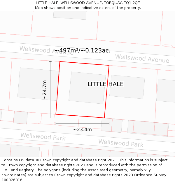 LITTLE HALE, WELLSWOOD AVENUE, TORQUAY, TQ1 2QE: Plot and title map