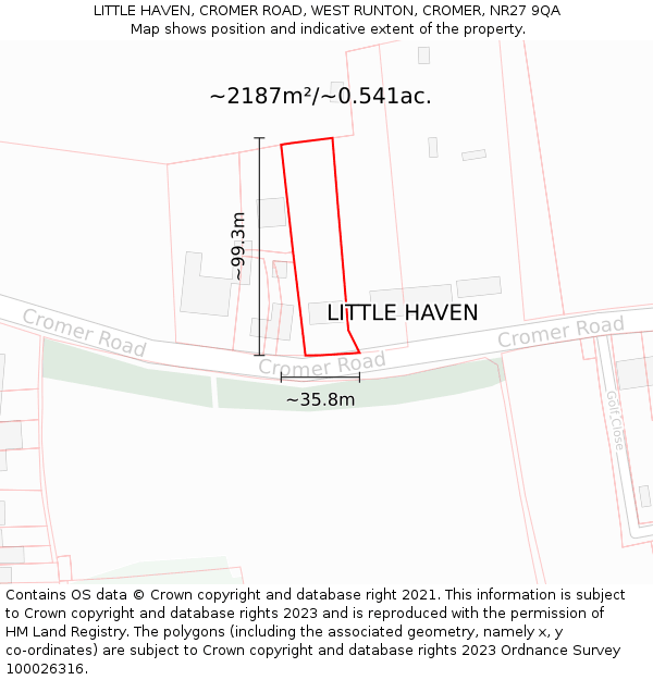 LITTLE HAVEN, CROMER ROAD, WEST RUNTON, CROMER, NR27 9QA: Plot and title map