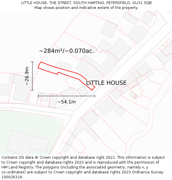 LITTLE HOUSE, THE STREET, SOUTH HARTING, PETERSFIELD, GU31 5QB: Plot and title map