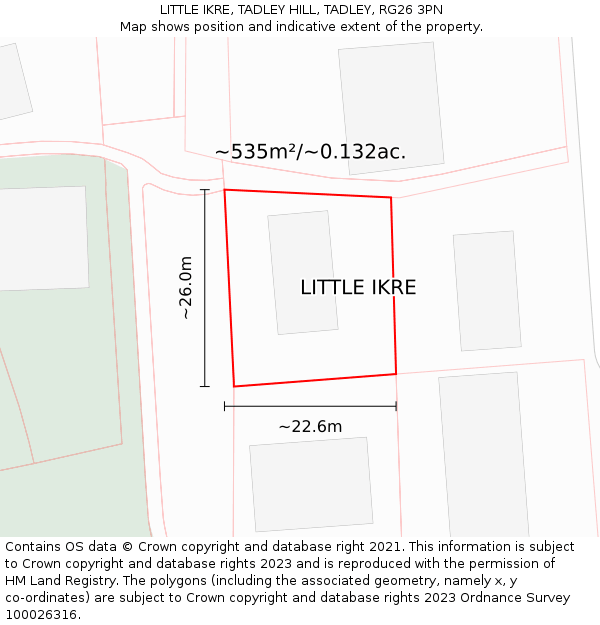 LITTLE IKRE, TADLEY HILL, TADLEY, RG26 3PN: Plot and title map