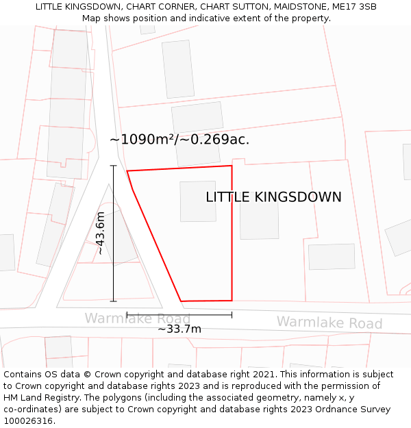 LITTLE KINGSDOWN, CHART CORNER, CHART SUTTON, MAIDSTONE, ME17 3SB: Plot and title map