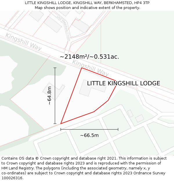 LITTLE KINGSHILL LODGE, KINGSHILL WAY, BERKHAMSTED, HP4 3TP: Plot and title map