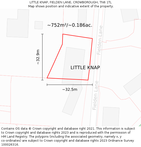 LITTLE KNAP, FIELDEN LANE, CROWBOROUGH, TN6 1TL: Plot and title map