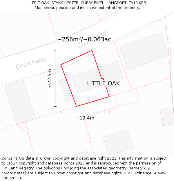 LITTLE OAK, STANCHESTER, CURRY RIVEL, LANGPORT, TA10 0EB: Plot and title map