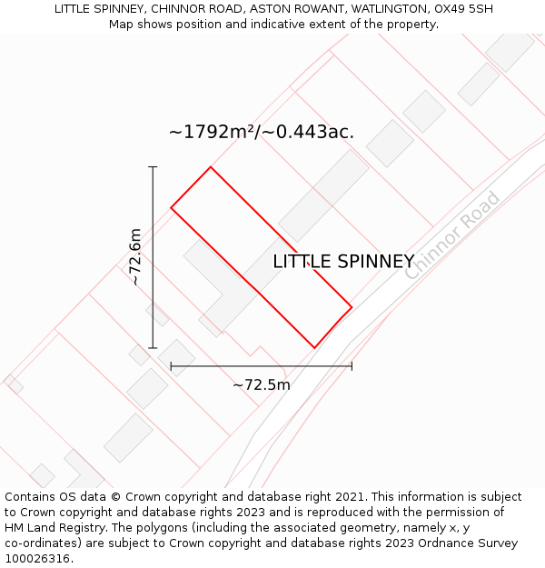 LITTLE SPINNEY, CHINNOR ROAD, ASTON ROWANT, WATLINGTON, OX49 5SH: Plot and title map