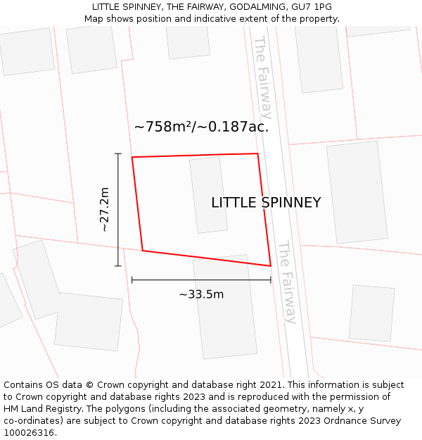 LITTLE SPINNEY, THE FAIRWAY, GODALMING, GU7 1PG: Plot and title map