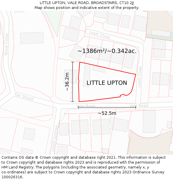 LITTLE UPTON, VALE ROAD, BROADSTAIRS, CT10 2JJ: Plot and title map