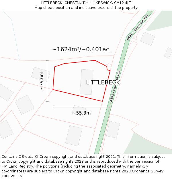 LITTLEBECK, CHESTNUT HILL, KESWICK, CA12 4LT: Plot and title map