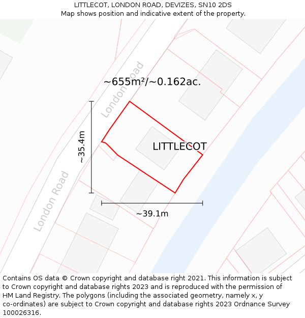 LITTLECOT, LONDON ROAD, DEVIZES, SN10 2DS: Plot and title map