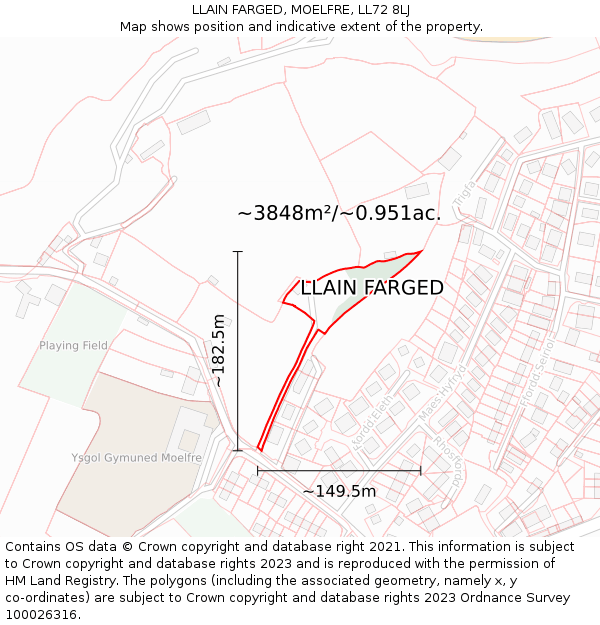 LLAIN FARGED, MOELFRE, LL72 8LJ: Plot and title map