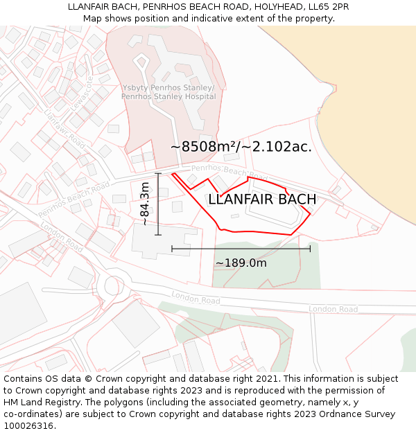 LLANFAIR BACH, PENRHOS BEACH ROAD, HOLYHEAD, LL65 2PR: Plot and title map